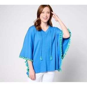 Belle by Kim Gravel Women's Top Sz XL Packabelle Take Me Away Blue
